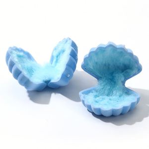 Blue Velvet <b>Earring</b> <b>Box</b> Pearl Shell Shaped <b>Gift</b> <b>Box</b> for Jewelry Pendant Pearl Rings - Product Image 4