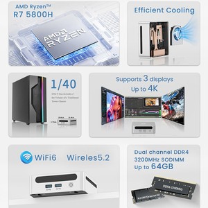 Mini PC HD GenMachine avec processeur <span class=keywords><strong>AMD</strong></span> <span class=keywords><strong>Ryzen</strong></span> 7 <span class=keywords><strong>5800H</strong></span> 8 cœurs et 16 threads, DDR4 8/16/32, disque dur SSD 512 Go, Wifi6 pour PC professionnel - Product Image 4