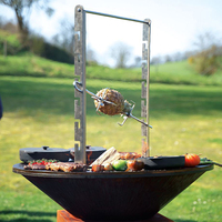 Barbecue rôtissoire rotatif au charbon de bois multifonction avec 2 grilles de cuisson