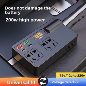 Inversor de Corriente para Automóvil de 12V 24V a 110V 220V, Adaptador Convertidor de Voltaje Portátil con Enchufe para Inversor de Corriente Multifuncional - Product Image 4