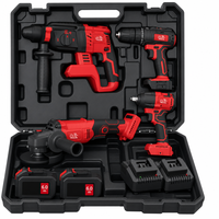 Ensemble d'outils électriques sans fil 4-en-1 : Perceuse à percussion Li-ion 6,0 Ah / Perceuse / Clé à cliquet / Meuleuse d'angle - Qualité industrielle OEM