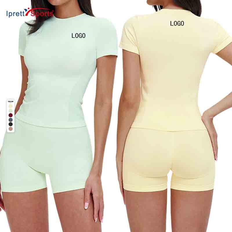 Fashion Women Comfortable Yoga Clothes Casual Outdoor Running Plus Size Athletic Seamless Sport Top Short Shirt