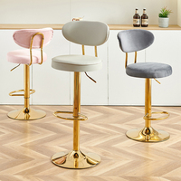 Barstuhl nordisch hoch Theke Möbel Gold Metall samt Rückseite Luxus Küche Leder moderne hohe Hocker Stühle Bar für Bar Tisch