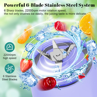Blender Jus Buah Portable Mini Elektrik USB Nirkabel untuk Mobil, Rumah, Penghancur Es, Jeruk Segar, Isi Ulang, 6 Mata Pisau