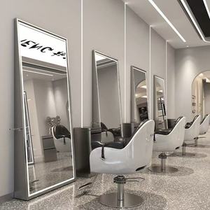 Salon Floor <b>Mirror</b> - Double Sided LED Stainless Steel <b>Mirror</b> for Hairdressing and Styling - Product Image 1