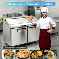 Table de préparation commerciale portable réfrigérée en acier inoxydable 304, 2 portes, contrôle numérique, station à pizzas et salades, refroidissement par air pour cuisine