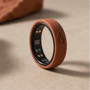 Coque en silicone personnalisée pour Oura Ring 4 Gen 3, motif flamme en terre cuite, design emblème de feu, durable au quotidien - Product Image 1