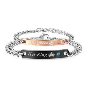 Kristallen Kroon Bedelarmband Haar Koning Haar Keizerin Schoonheid En Beest Set Diamanten Paar Armband