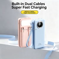 Nouvelle batterie externe portable 22,5W 10000mAh avec logo personnalisé, charge rapide bidirectionnelle Type-C, câbles intégrés, Power Bank 20000mAh