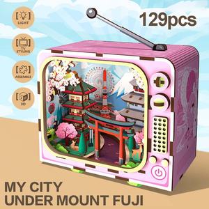 Rompecabezas de Madera <span class=keywords><strong>3D</strong></span> con Luz, Estilo Televisión, <span class=keywords><strong>para</strong></span> Construir una Pequeña Casa de Montaña, Juguete Educativo de Ensamblaje, de 89 a 129 Piezas - Product Image 3