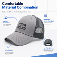 Gorra de Béisbol Personalizada con Logotipo, Frente de Algodón y Malla de Nailon, Transpirable, Ajustable, con Visera Curva, Proveedor Mayorista