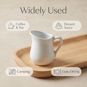 3.5 Inch Ceramic <strong>Milk</strong> Pitcher 110ml <strong>Mini</strong> Creamer <strong>Jug</strong> for Coffee Tea and Dessert Sauce White Porcelain - Product Image 2