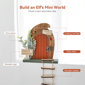 Kit de porte de fée en <span class=keywords><strong>bois</strong></span> DIY/personnalisable pour la décoration de <span class=keywords><strong>jardin</strong></span>/mur/arbre <span class=keywords><strong>avec</strong></span> échelle et accessoires pour enfants, décoration de <span class=keywords><strong>jardin</strong></span> de fée en <span class=keywords><strong>bois</strong></span> - Product Image 1