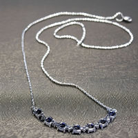 Maßgefertigter Schmuck Großhandel Smile-Style 925 Sterling Silber Blau Rosa Saphir Halskette Edelstein Mode-Halsketten Hochzeit Damen