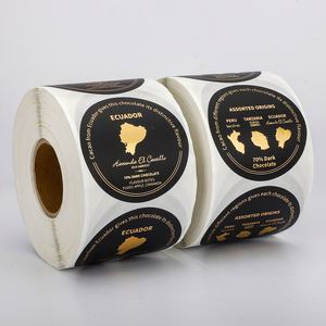 FX Manufacturer Custom Logo Stickers Roll <b>Vinyl</b> Gold Foil Self Adhesive Labels for Chocolate Confectionery Food Packaging - Product Image 5