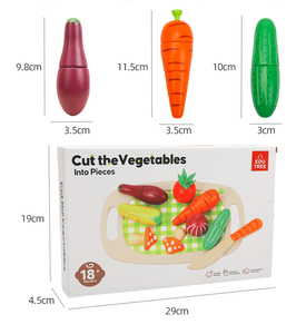 Ensemble de jeu de <span class=keywords><strong>cuisine</strong></span> en bois en silicone de qualité alimentaire sans Bpa Jouets de coupe de légumes pour enfants de 0 à 4 ans-Développement éducatif - Product Image 6