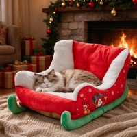 Lit pour chien rectangulaire doux et écologique, style dessin animé moderne, amovible, chaud pour l'hiver, en promotion pour Noël