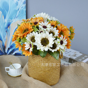 Ramo de girasoles artificiales Dongchen Crafts en cesta tejida para decoración del hogar y accesorios de boda - Product Image 4