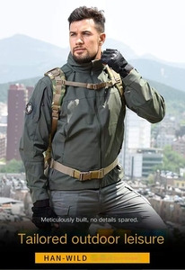 Chaqueta ligera para exteriores para hombres, adecuada para desplazamientos, informal, táctica, con capucha, impermeable a prueba de viento, chaqueta deportiva - Product Image 6