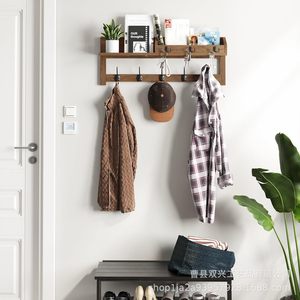 Estante de almacenamiento para entrada montado en la pared, soporte para llaves, perchero multifunción, organizador de madera de estilo nórdico para pasillo y entrada - Product Image 2