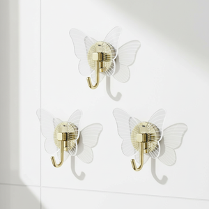 Novelty Heavy-Duty Self-Adhesive Butterfly <strong>Hooks</strong> Plastic Stainless Steel <strong>Wall</strong> <strong>Hooks</strong> Single Living Room Bathroom Shower <strong>Keys</strong> - Product Image 1