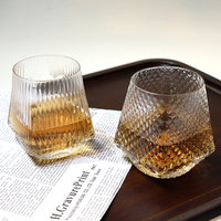 Gobelet en verre texturé martelé de style japonais à six bords, résistant à la chaleur, pour eau, jus, thé, maison, bureau