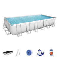Bestway 56474 Big Size 7,32 m x 3,66 m x 1,32 m Power Steel Oberirdischer Pool Set Großer rechteckiger Kunststoff pool