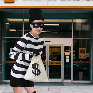 Stadget 6Pcs Robber Costume Women Black White Striped Burglar Outfit Halloween Cosplay Dress Up - Product Image 6