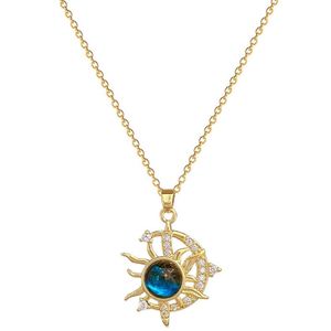 Collar De Acero Inoxidable Diamond Elegant Gorgeous Diamond Necklace for Women Titanium Steel <b>Chain</b> Clavicle Star Moon Necklace - Product Image 1