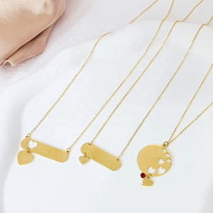 สร้อยคอจี้รูปหัวใจกลวงเรียบง่าย สแตนเลสชุบทอง 18k แบบกำหนดเอง จี้แฟชั่นรูปหัวใจสำหรับผู้หญิง - Product Image 2