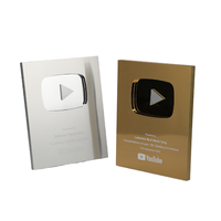 Trophée et Plaque Automobile Personnalisés Logo, Médaille Cadeau Ultime avec Bouton Lecture, Plaque Argent et Or, Récompenses YouTube, Vente en Gros