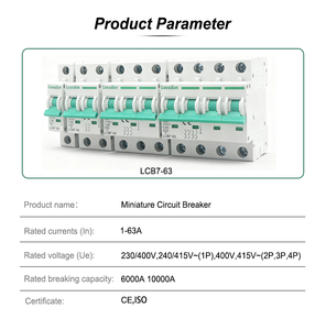 Miniatur-Leitungsschutzschalter LCB7 63H 2-polig AC MCB 415V 6KA Abschaltvermögen B C-Kurve für die Industrie - Product Image 3