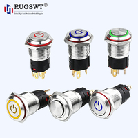 Bouton-poussoir métallique 16 mm à LED rouge et verte (signe d'alimentation) avec fonction de verrouillage/momentané, étanche IP65