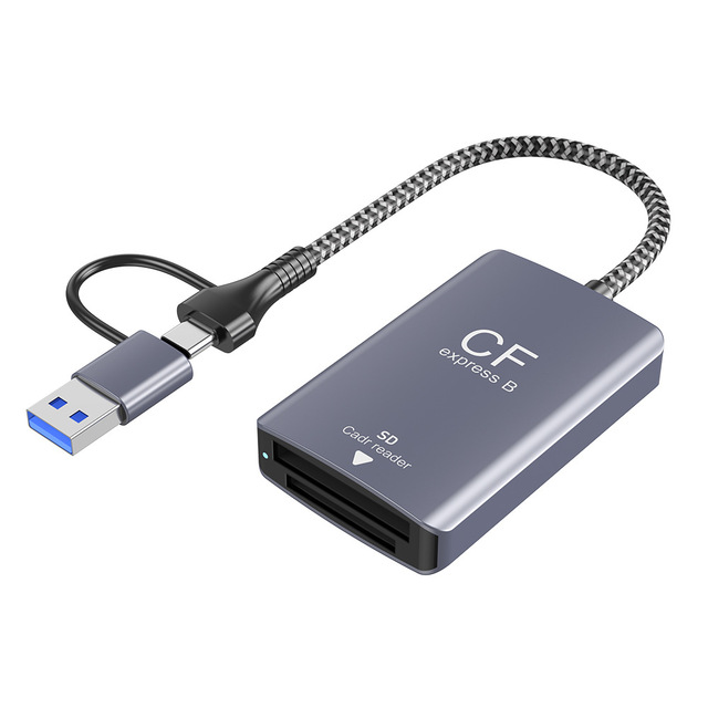 USB3.2 Gen2 High-Speed CFexpress Type-B + SD Card Reader 10Gbps Speed Compatible with USB Type-C Interfaces Supports TF Card