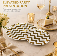 Assiettes de fête élégantes en plastique de 7,5 pouces, résistantes, avec motif rayé doré, assiettes rondes pour dîner de mariage