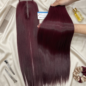 Extensiones de Cabello Humano Virgen Vietnamita Liso Borgoña con Puntas Completas Teñidas - Product Image 1