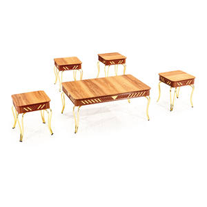 Ensemble de table basse Sahra 4+1 en faux marbre et métal, meubles de salon - Product Image 5