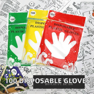 ถุงมือพลาสติกแบบใช้แล้วทิ้งรักษ์โลก จำนวน 100 ชิ้น สำหรับงานครัว งานจัดเลี้ยง และงานเสริมสวย ล้างจาน ขายส่ง - Product Image 2