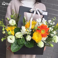 Qibai panier de fleurs étanche Saint Valentin simple boîte en papier portable panier de fleurs boîte d'emballage en papier
