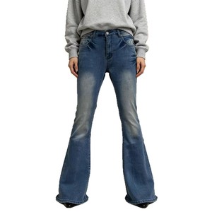 <span class=keywords><strong>Jean</strong></span> en denim évasé taille mi-haute style rétro européen-américain pour femme – Nouveau modèle, élégant, flatteur et polyvalent - Product Image 5