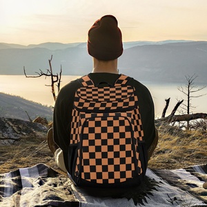 High Quality Beach Nylon Custom Food Delivery Checkered Print Bag Insulated Tote Camping Backpack Cooler Bag with Mesh Pockets - Product Image 6