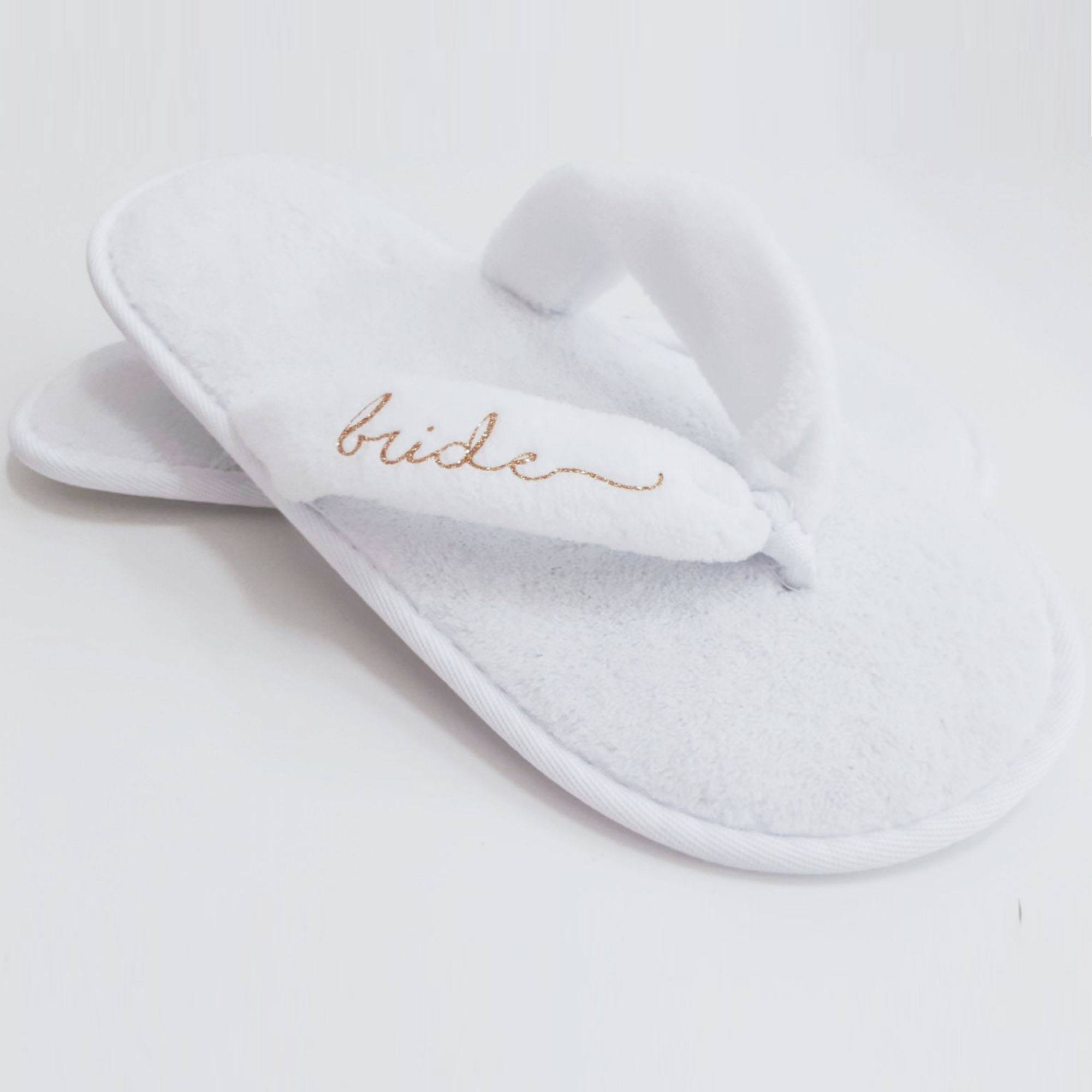 Custom Personalized 6mm Bride Bridal Fluffy Coral Fleece Flip Flop