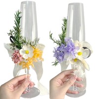 Bunga Kering DIY Berkualitas Tinggi Mewah, Buket Bunga Abadi, Dekorasi Gelas Toasting Pernikahan, Hadiah Pernikahan, Goblet
