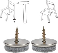 30 patins en feutre à visser pour pieds de chaise, diamètre 28 mm, en métal, pour protéger les sols