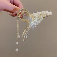 Pince à cheveux pour femme de 12 cm, en métal de haute qualité, avec motifs de lys, papillons, pompons et fleurs, pour usage quotidien, vente en gros, commande en gros disponible