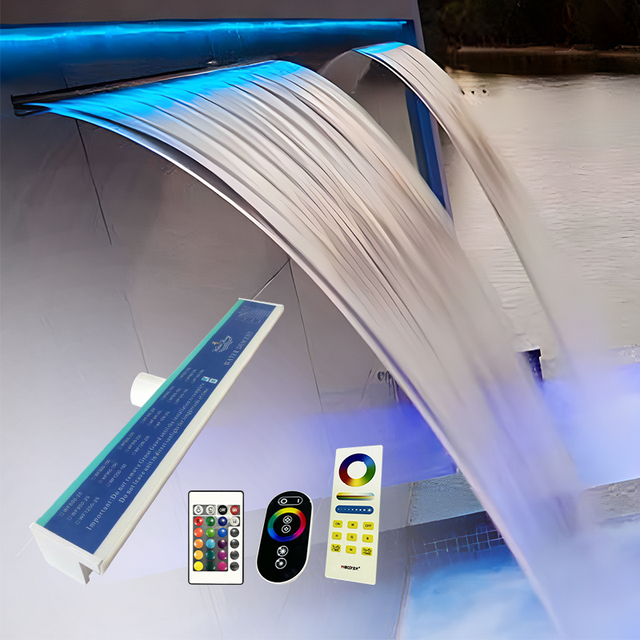 Acrylic Rectangular LED RGB Waterfall with Remote Control for Swimming Pool & Garden-Modern Outdoor/Indoor Ornament