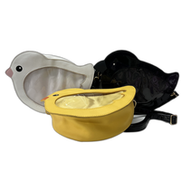 Yajie usine logo personnalisé PVC Transparent fenêtre femmes fermeture éclair broche affichage poulet forme Ita messager bandoulière sac à bandoulière