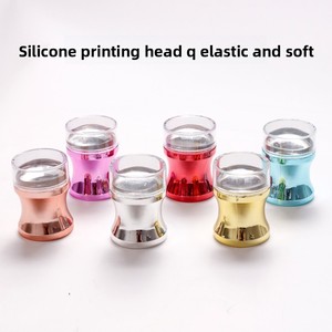 Tampons à ongles en silicone plaqué métal, grande tête de tampon transparente en gelée de 3,8 cm avec capuchon, outil de transfert d'art d'ongles DIY, <span class=keywords><strong>manucure</strong></span>, vente en gros - Product Image 2