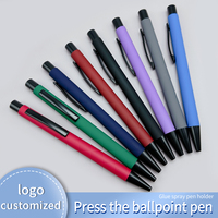 Stylo bille rétractable en métal à succès avec corps pulvérisé de colle, support gravé au laser, pour bureau et écriture
