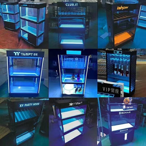 MVP Club LED Illuminated Liquor Cabinet 3 Tier Iron <b>Bar</b> <b>Rack</b> For KTV Wine Beer Storage - Product Image 2